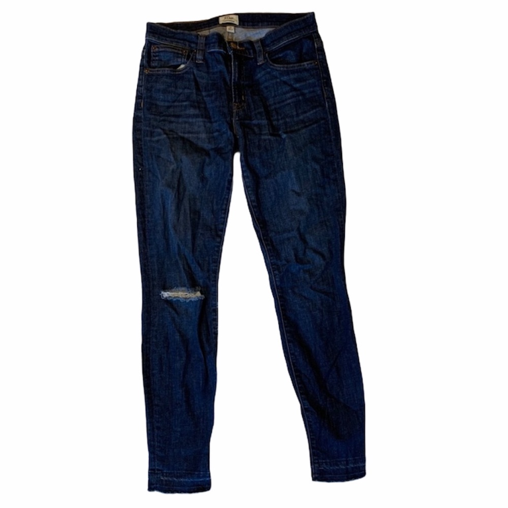 J. Crew toothpick ripped knee jeans